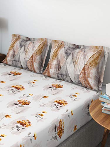 D'Decor Live Beautiful 136TC 1 Double Bedsheet with 2 Pillow Covers - Beige ( 228 cm X 274 cm , 90IN X 108IN ) - Image 2