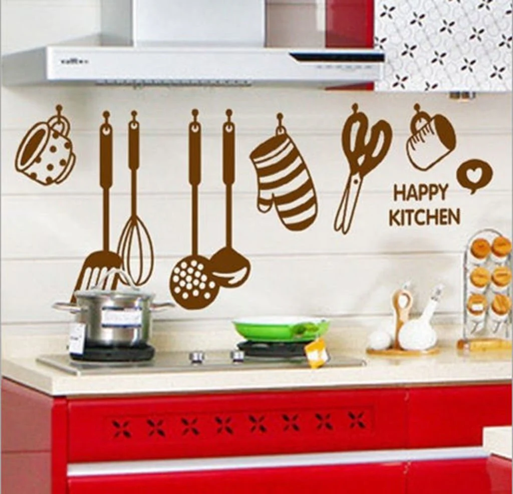 Decals Design 'Stylish Kitchen' Wall Sticker (PVC Vinyl, 60 cm x 45 cm, Brown)