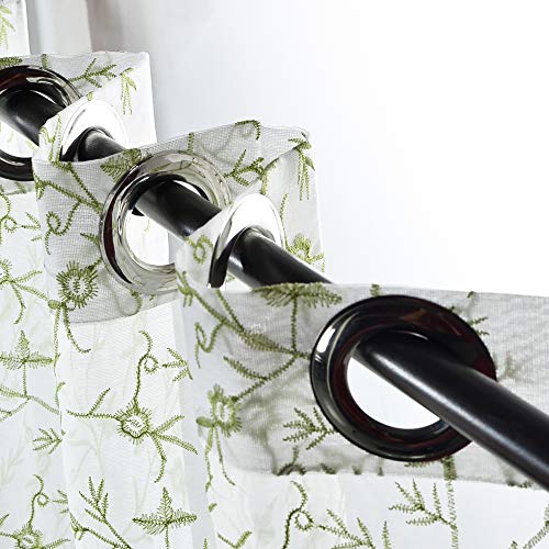 Deco Window 2 Piece Floral Sheer Eyelet Polyester Window Curtain - 9ft (108 inch), Green - Image 2