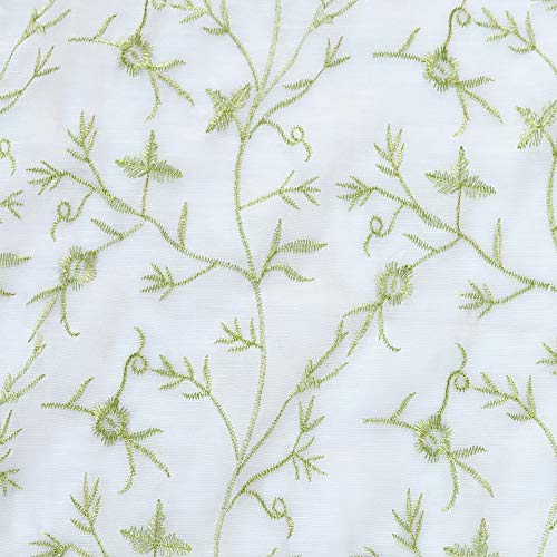 Deco Window 2 Piece Floral Sheer Eyelet Polyester Window Curtain - 9ft (108 inch), Green - Image 5