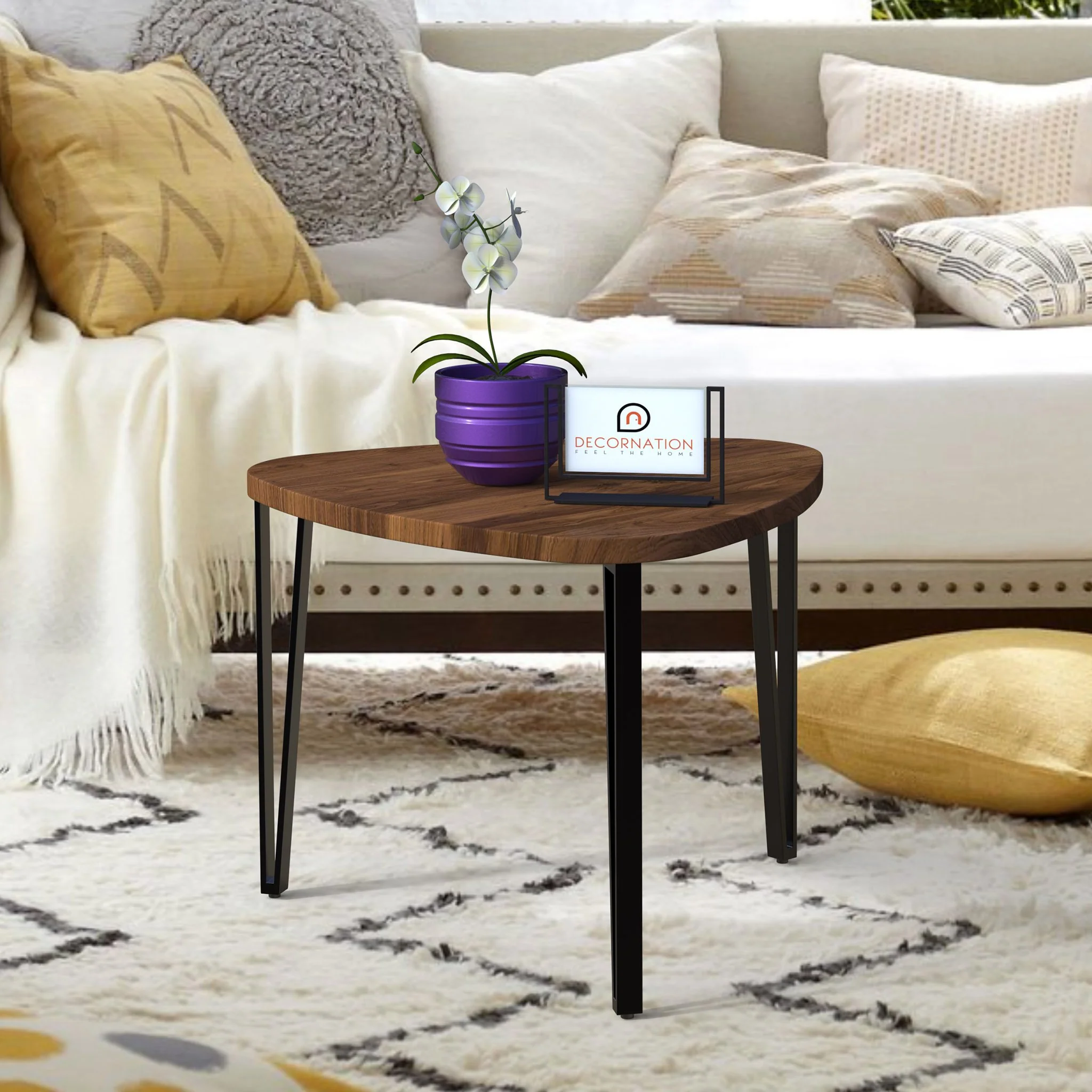 DecorNation Lawanya Set of 2 nesting table (Brown) - Image 6