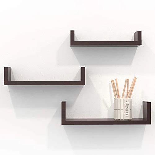 Decostyle Urus Floating Wall Shelf/Wall Display Rack- Set of 3- Natural Magogany - Image 3