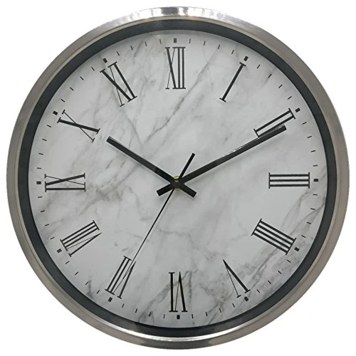 De'rons Steel Wall Clock (30 x 30 cm, Silver)