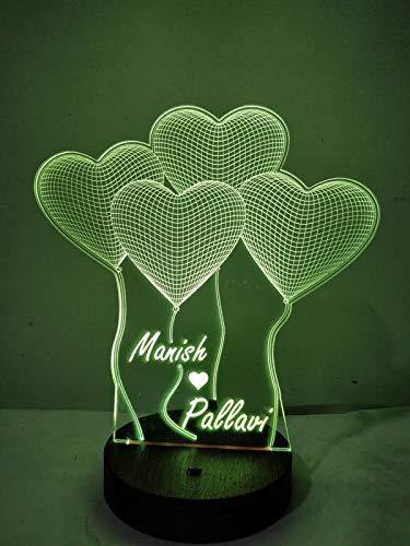 DESIGNELLE Wood and Plastic 16 Colour Changing 3D Illusion LED Lamp (Multicolour)