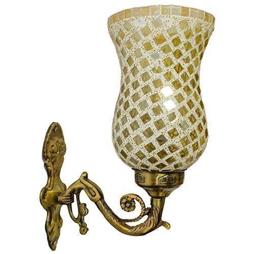 DEVBEADS Golden Wave Hurricane Wall Bracket Glass Mosaic Lamp 19cm - Image 3