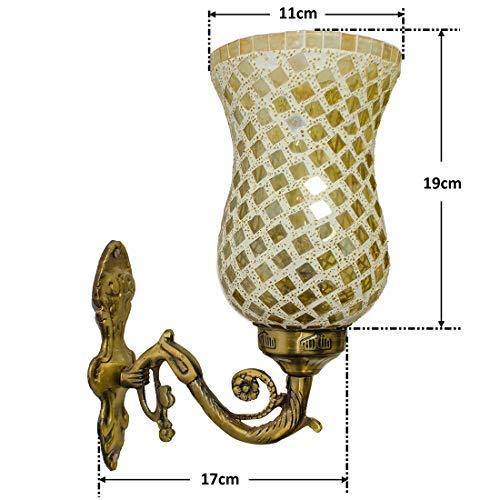DEVBEADS Golden Wave Hurricane Wall Bracket Glass Mosaic Lamp 19cm - Image 4