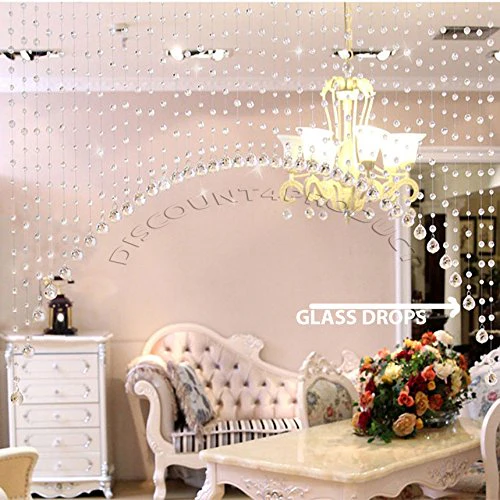 Discount4product Modern 30 Strings Acrylic String Curtain - 4ft, Transparent