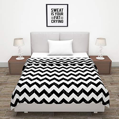 Divine Casa 110 GSM Microfiber Summer Single Size Reversible Printed Comforter for AC Room & Mild Winter (Zig Zag, White and Black) - Image 4