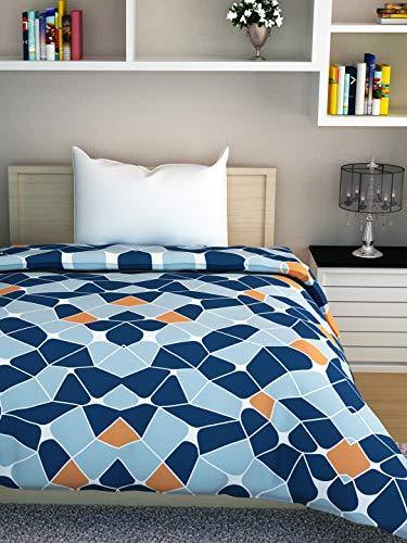 Divine Casa Microfiber Reversible Geometric Single Comforter for Single Bed - (59"x90") , Navy Blue and Orange - Image 7