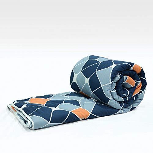 Divine Casa Microfiber Reversible Geometric Single Comforter for Single Bed - (59"x90") , Navy Blue and Orange - Image 8