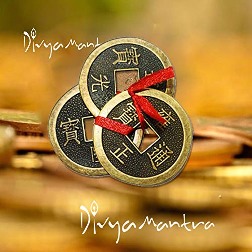 Divya Mantra Feng Shui Chinese Lucky Fortune I-Ching Dragon Coin Ornaments Wealth Charm Amulet 3 Bronze Metal Coins with Hole & Red Ribbon Knot for Good Money Luck, Decoration Charms Set of 3 – Copper - Image 9