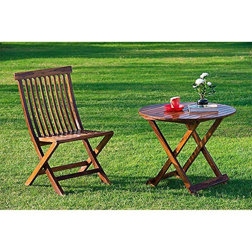 Driftingwood Sheesham Wood Round Dining Table Set and Folding Chairs