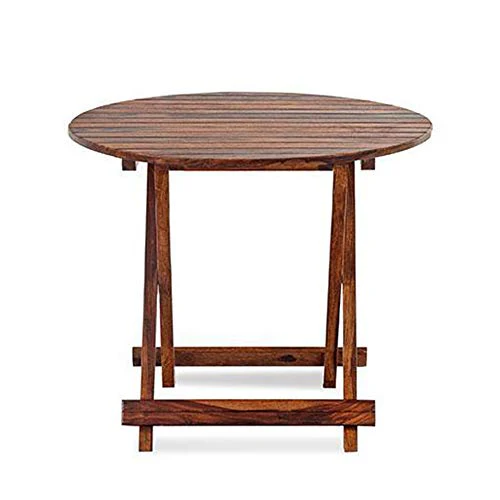 Driftingwood Sheesham Wood Round Dining Table Set and Folding Chairs - Image 4