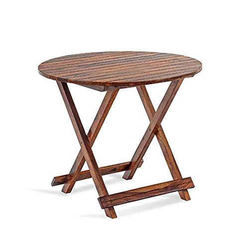 Driftingwood Sheesham Wood Round Dining Table Set and Folding Chairs - Image 5