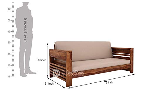 DriftingWood Wooden Sofa Set for Living Room | 5 Seater Sofa Set 3+1+1 | Teak Finish, Sheesham - Image 5