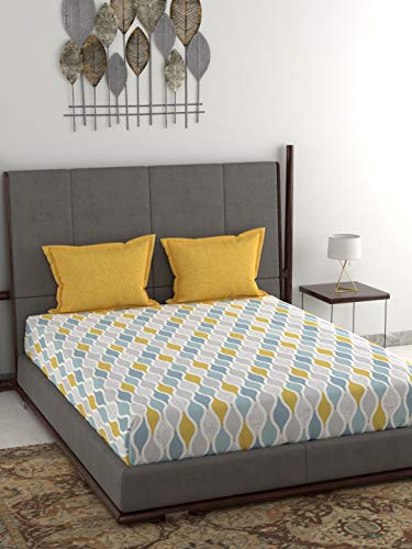 Dusk & Dawn 100% Cotton Double Bedsheet with 2 Pillow Covers- Muriel Yellow - Image 5