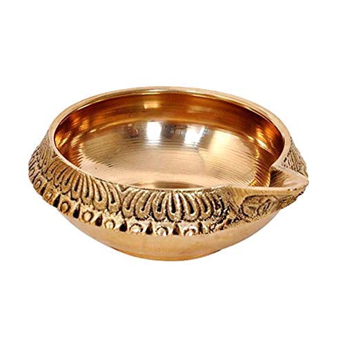 DXYZ 10 Pack Brass Gold Kuber Diya | Traditional Engraved Handmade Puja Diya for Deepavali | Oil Lamp for Diwali Decoration | Diwali Gifting (10) - Image 2