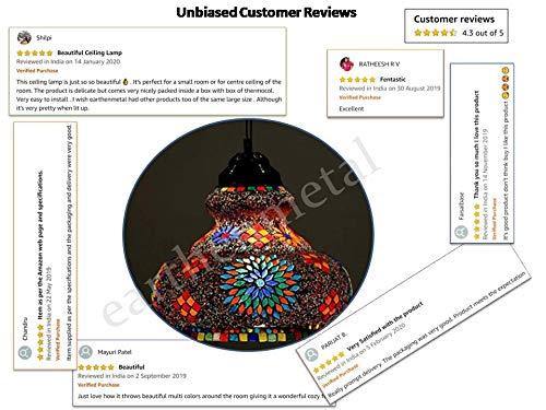 Earthenmetal 'Surahi' Shaped Large Size Glass Pendant/Hanging lamp for Living & Home Decoration Turkish lamp (Multicolour, Bulb not Included) - Image 5