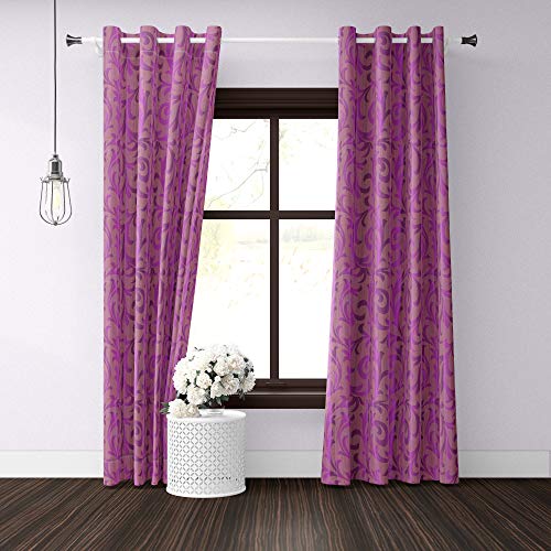 ECOTEX Polyester Curtain for Door, Wine 7 feet, Set of 2