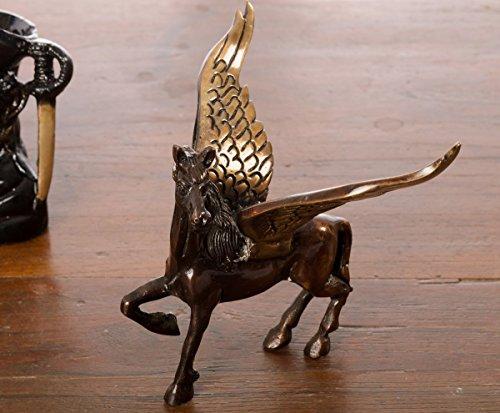 eCraftIndia Antique Finish Brass Flying Angel Horse (12.5 cm x 15 cm x 10 cm, Brown and Black) - Image 6