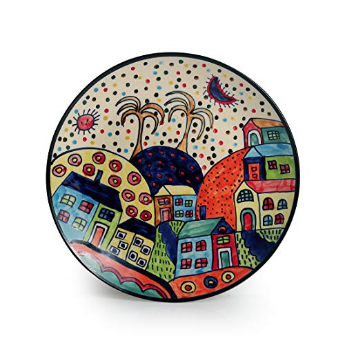 ExclusiveLane Hut Handpainted Ceramic Dinner Plates Dinnerware Serving Plate Thali Ceramic Plates for Dinner (2 Pieces, Microwave & Dishwasher Safe) - Image 3