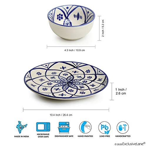 ExclusiveLane 'Moroccan Floral' Handpainted Ceramic Plates for Dinner Ceramic Dinner Plates with Katoris (8 Pieces, Serving for 4, Microwave Safe) - Dinner Sets Ceramic Bowls Set Dinnerware Sets - Image 5