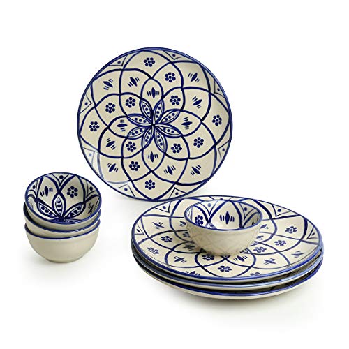 ExclusiveLane 'Moroccan Floral' Handpainted Ceramic Plates for Dinner Ceramic Dinner Plates with Katoris (8 Pieces, Serving for 4, Microwave Safe) - Dinner Sets Ceramic Bowls Set Dinnerware Sets - Image 6
