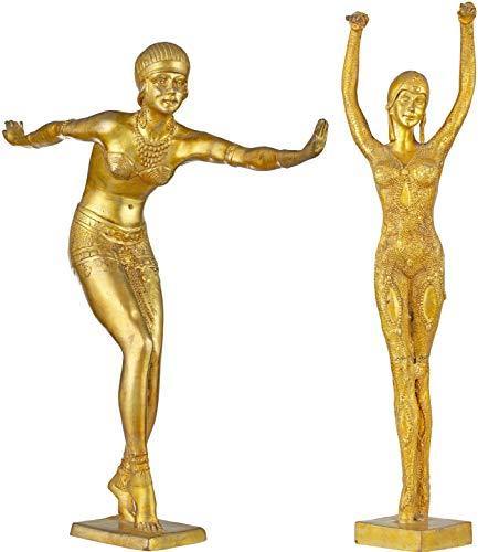 Exotic India Two Young Ladies Practising Yoga - Brass Statue