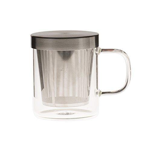EZ Life Glass Mug with Steel Infuser & Lid- 350ml - 1-Piece, Borosilicate Glass - Transparent - Image 3