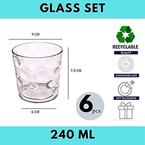Femora Clear Glass Rome Water Glass Juice Glass Glasses Set of 6-240ml - Image 6