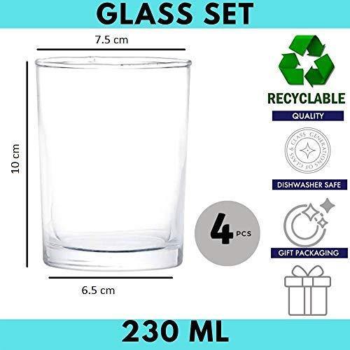 Femora Clear Glass Royal Glass Tumbler Water Glass,230 ML,Set of 4 - Image 5