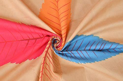 FESTIVAL HOME FURNISHINGS Supersoft Diwan Covers Set of 1 Bedsheet 2 Bolster Covers 5 Cushions Covers | Multicolor Leaves Print | - Image 2