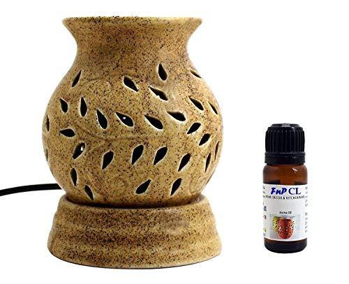 FnP CL Ceramic Ethnic Electric Round Shape Lemongrass Aroma Diffuser Burner Set