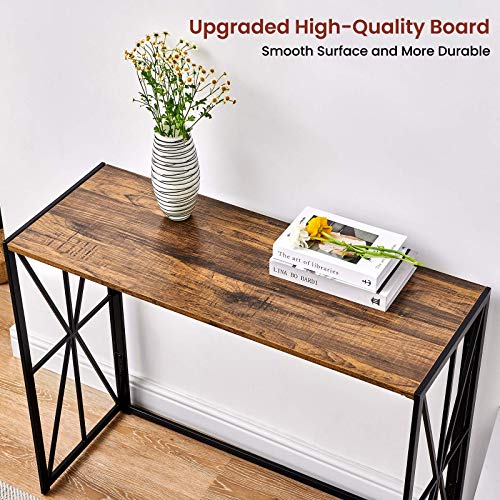 Coavas Folding Wood Console Table with 40 Inches Metal Frame - Image 6