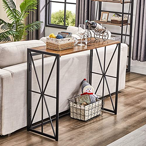 Coavas Folding Wood Console Table with 40 Inches Metal Frame - Image 8