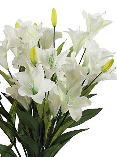 Fourwalls Artificial decorative Lily Flower Bunches (21 Flower, 60 cm Tall, White) - Image 2