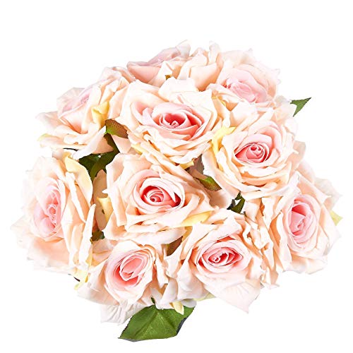 Fourwalls Artificial Polyester and Plastic Rose Bouquet (13 cm x 10 cm x 26 cm, Peach) - Image 3
