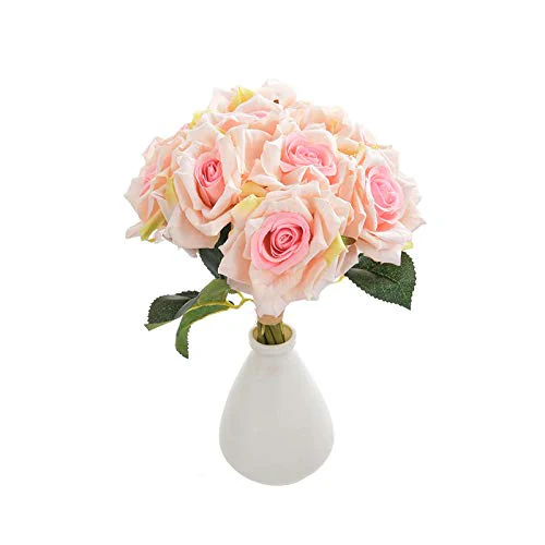 Fourwalls Artificial Polyester and Plastic Rose Bouquet (13 cm x 10 cm x 26 cm, Peach) - Image 4