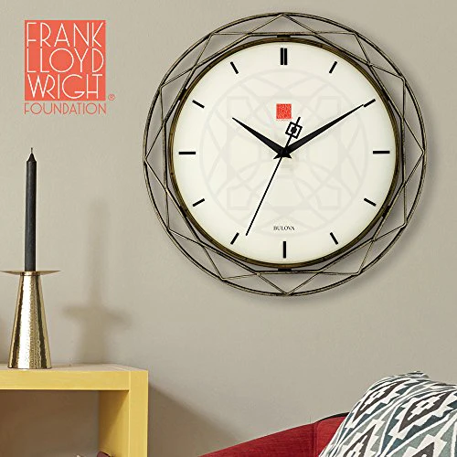 Frank Lloyd Wright Luxfer Prism 14" Wall Clock - Bulova C4834 - Image 2