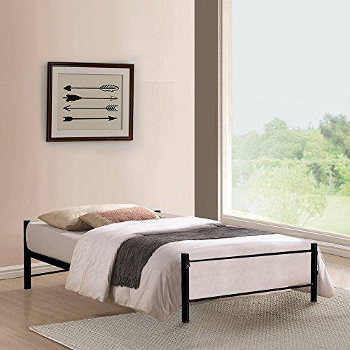 FurnitureKraft Osaka Single Size Metal Bed (Glossy Finish, Black)