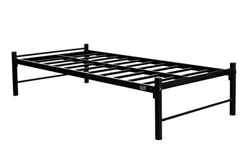 FurnitureKraft Osaka Single Size Metal Bed (Glossy Finish, Black) - Image 3