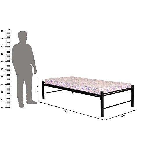 FurnitureKraft Osaka Single Size Metal Bed (Glossy Finish, Black) - Image 4
