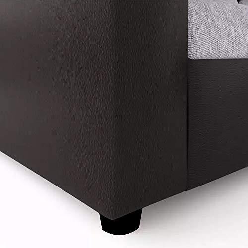 Furny Clarice 6 Seater RHS L Shape Sofa Set with Polyester Fabric & Premium Leatherette (Grey - Black)|3 Years Warranty with 36 Density Foam - Image 5