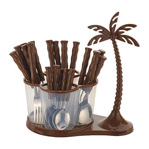GiveIT2Me Antic Coconut Cutlery Serving Set, Spoon Set, Knives Set, Cutlery Set with Stand, Cutlery Set for Dinning(Brown)