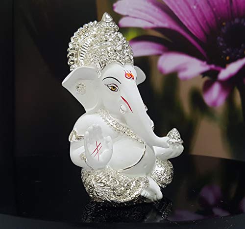 Gold Art India Silver Plated Terracotta Ganesh Idol (White) - Image 4