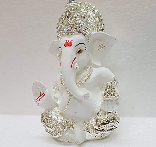 Gold Art India Silver Plated Terracotta Ganesh Idol (White) - Image 6