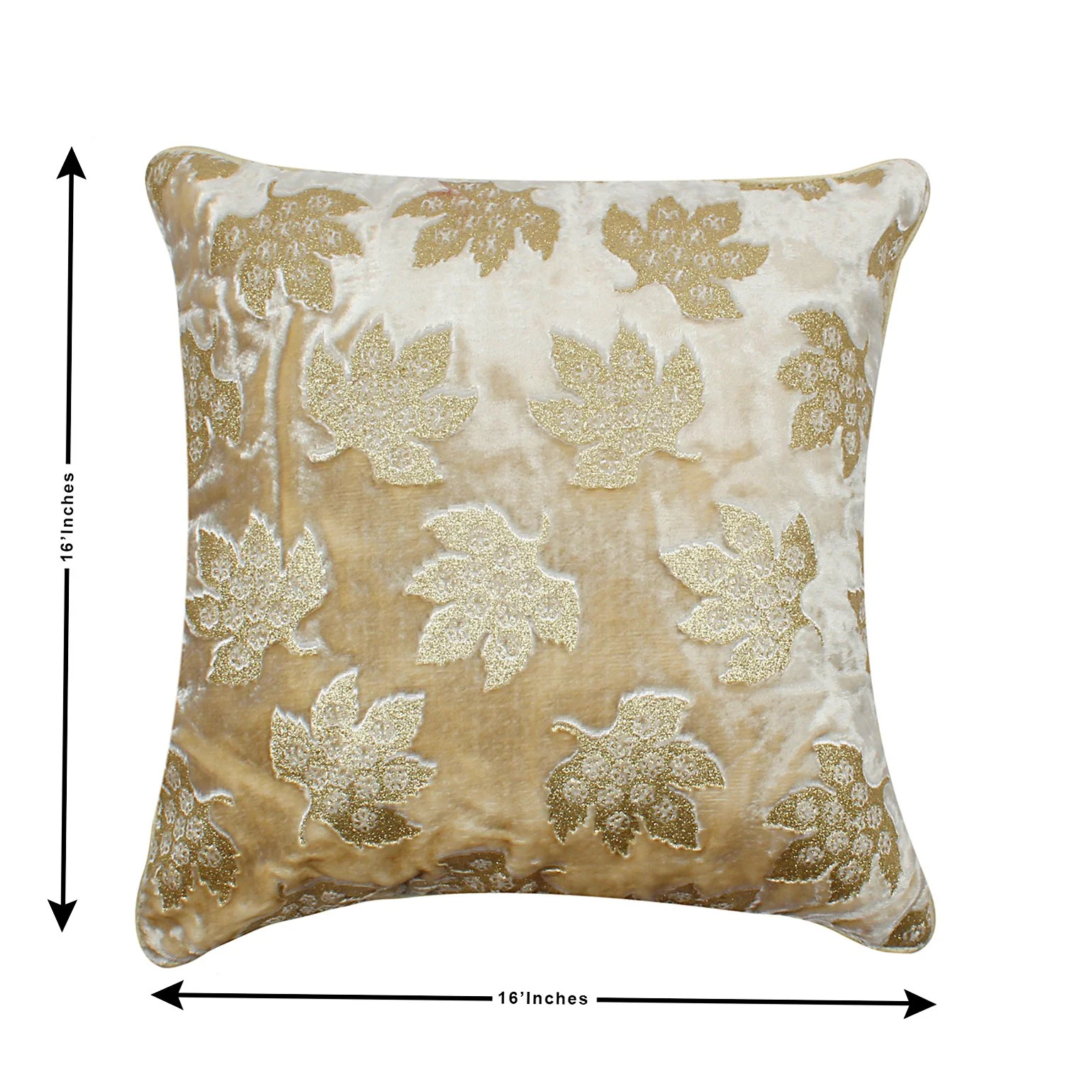 Gold Embossed Tree Leaves Abstract Floral Design Velvet Cushion Covers - Image 4