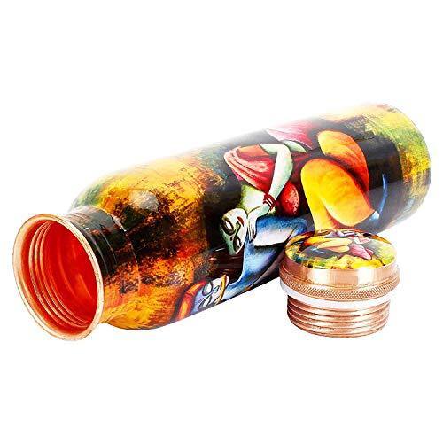 Golden Valley Radha Krishna Printed Pure Copper Water Bottle 1000 ml - Image 3