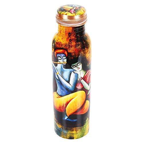Golden Valley Radha Krishna Printed Pure Copper Water Bottle 1000 ml - Image 4