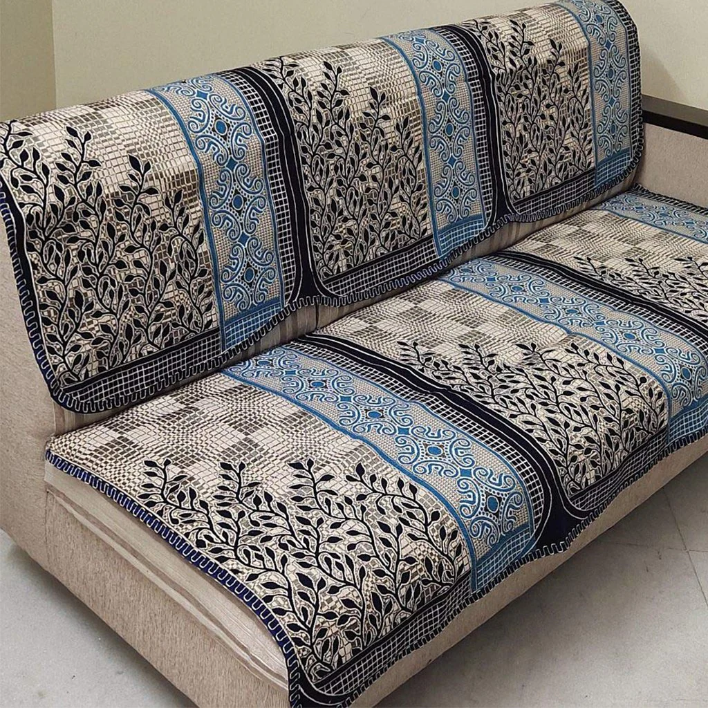 Griiham Contemporary Leaves Design Sofa Cover for 5 Seater Sofa